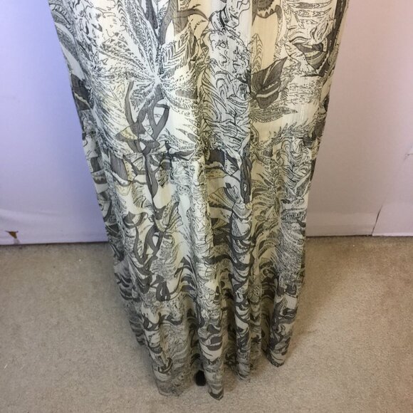 World Market Maxi Halter Dress S/M Womans Beige Metallic Crepe Tie Shoulder Boho - Picture 13 of 14